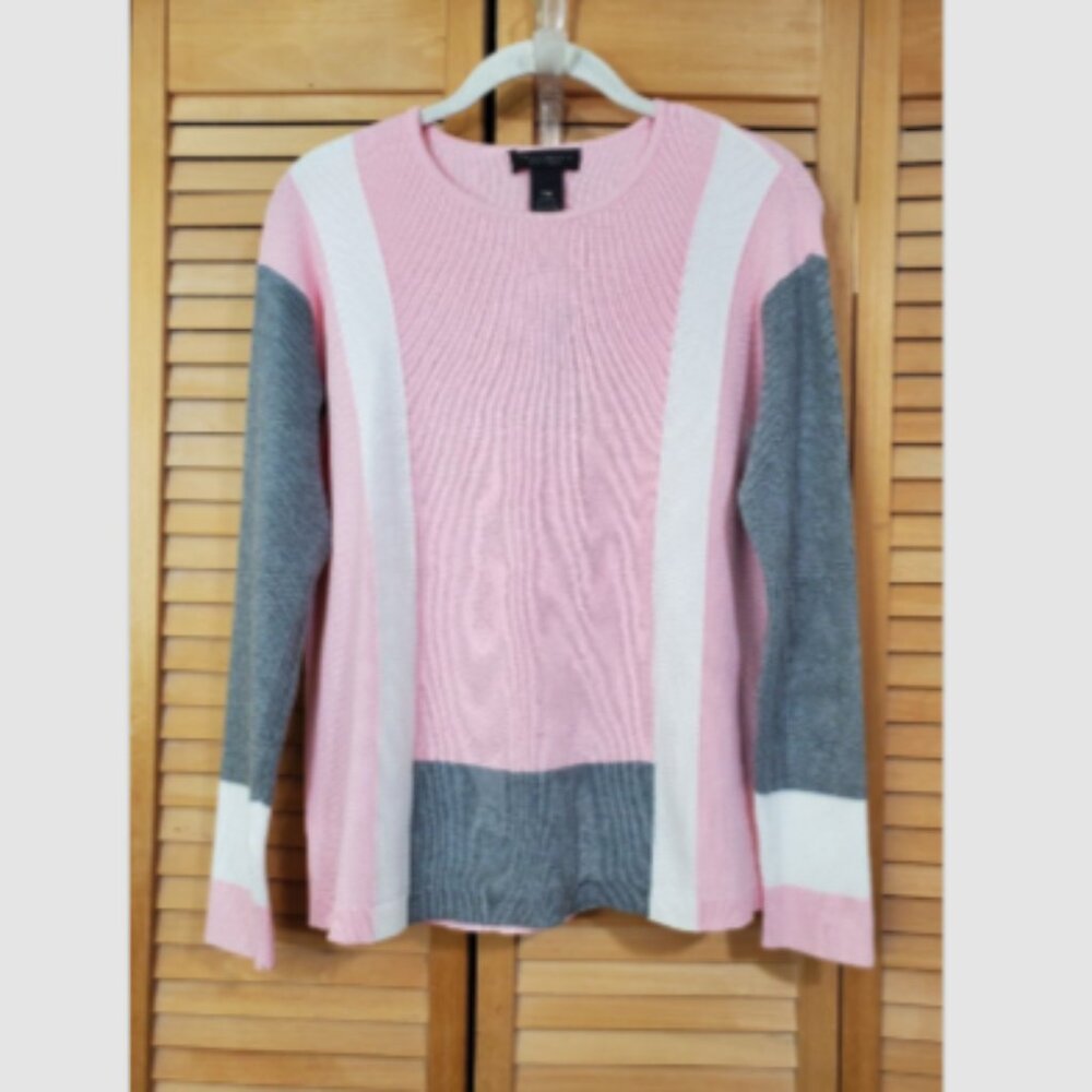 Investments Petites Pink Colorblock Textured Sweater PM